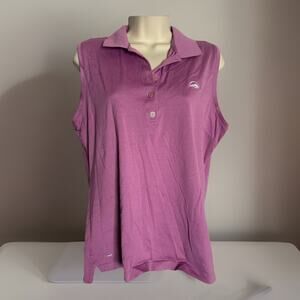 Peter Millar Banded Sport Sleeveless Button Polo, Purple, Women’s Sz Large, EUC